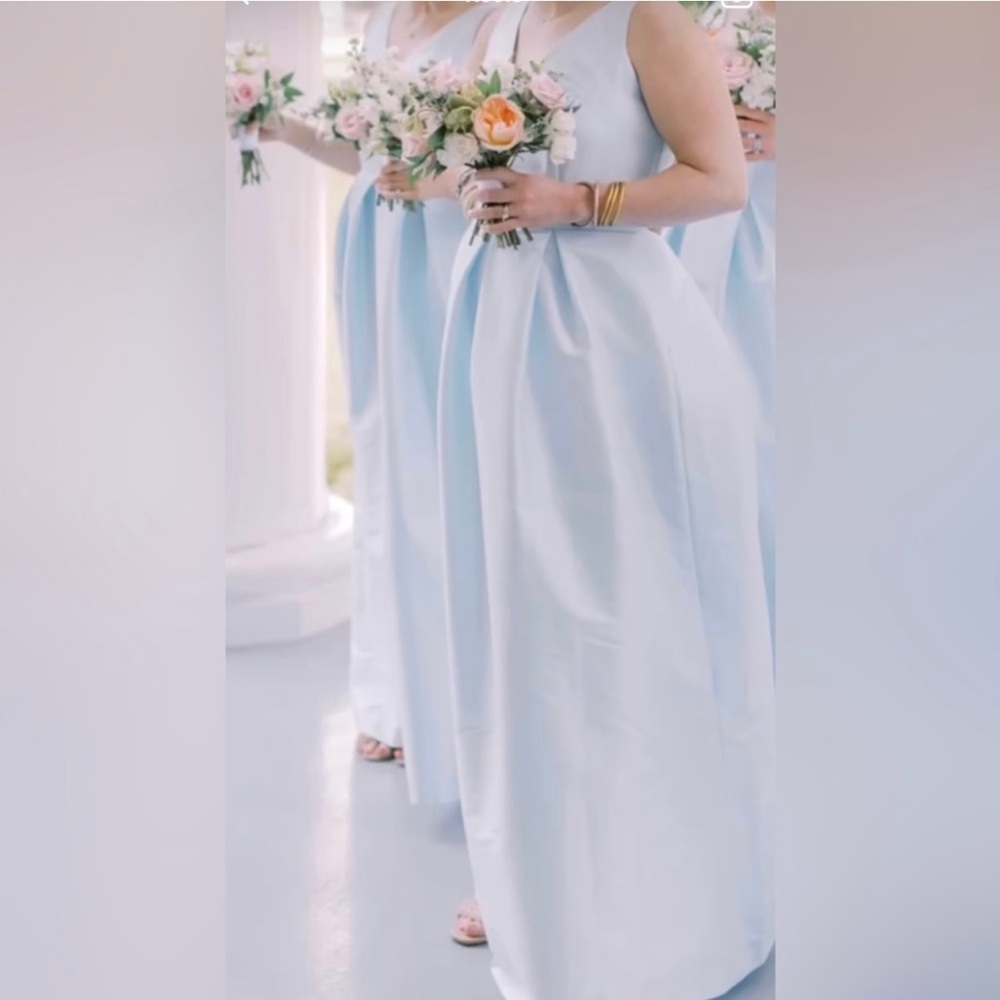 LulaKate Harper Dress with Dahlia Skirt in Shantung - color Sky - Size 0